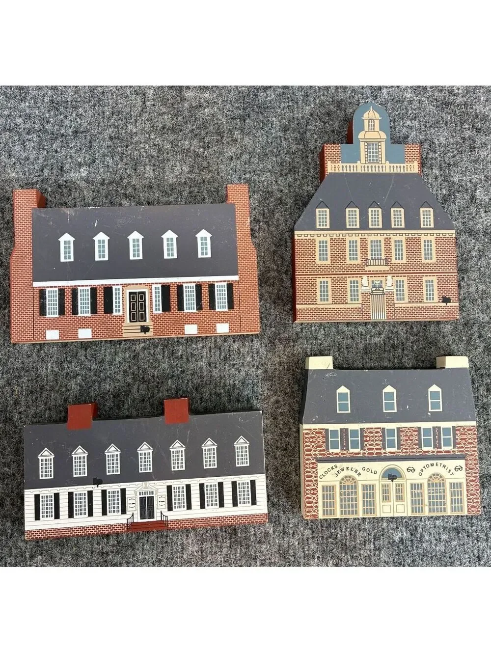 The Cats Meow Set of 4 90s Vintage Decorative Wooden House Buildings #3